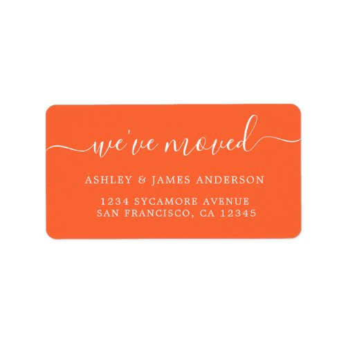 Weve Moved Bright Orange New Address Label