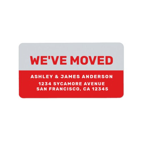 Weve Moved Bright Red White New Address Label