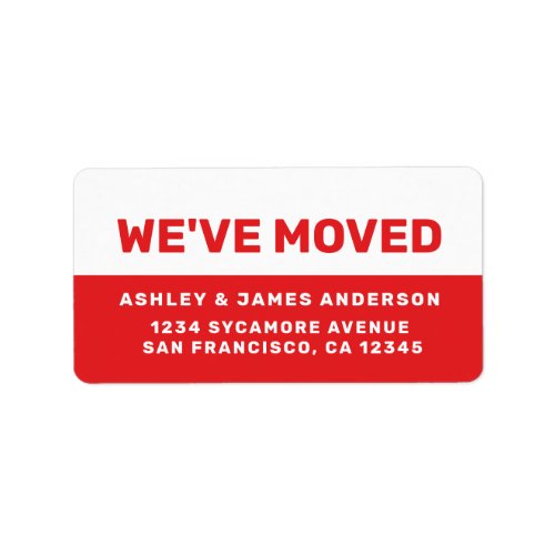 Weve Moved Bright Red White New Address Label