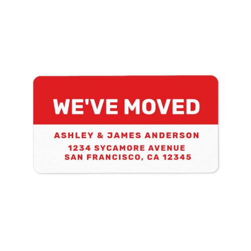 Weve Moved Bright Red White New Address Label