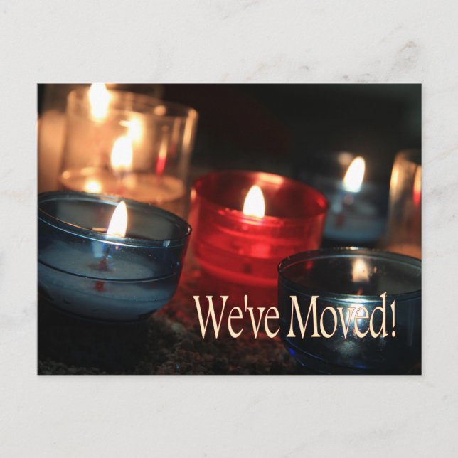 We've Moved!    Burning candles christmas Postcard (Front)