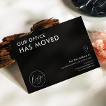 We've Moved Business New Address Announcement Postcard<br><div class="desc">Let your customers, employees and suppliers about your new office address with this professional We Have Moved Business Logo Postcard Design. Featuring minimalist black and white design with classic fonts, space for your company logo, new address, contact details and opening hours, this modern we've moved postcard is an easy way...</div>