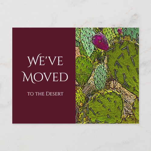 Weve Moved Cactus New Home Moving Red Announcement Postcard