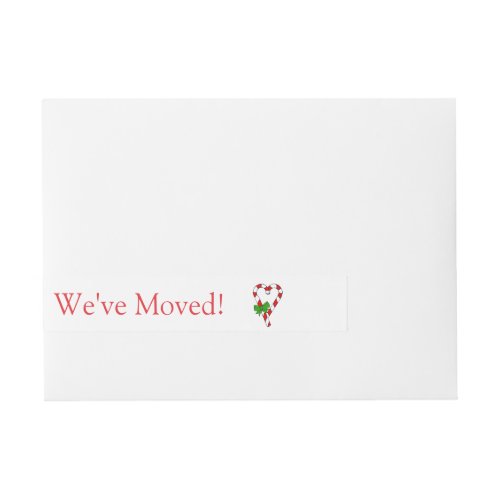 Weve Moved Candy Cane Heart Christmas label