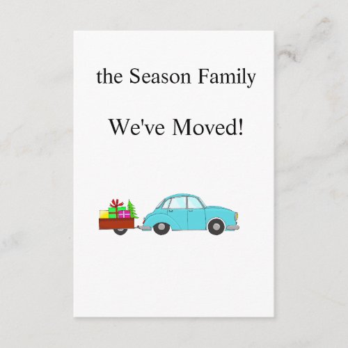 Weve Moved Car and Christmas gifts Enclosure Card