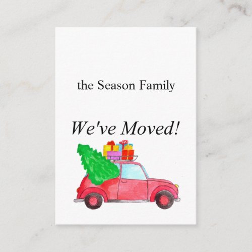 Weve Moved Car and Christmas gifts Enclosure Card