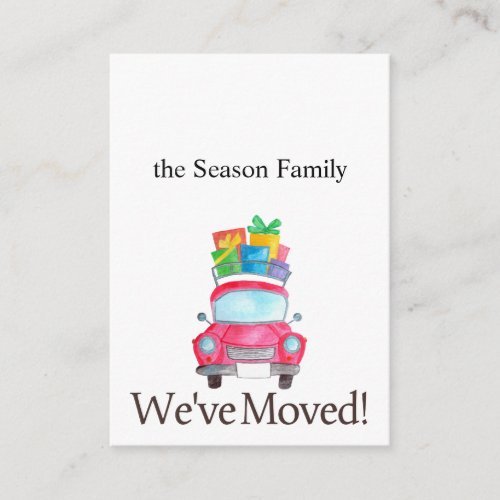 Weve Moved Car and Christmas gifts Enclosure Card