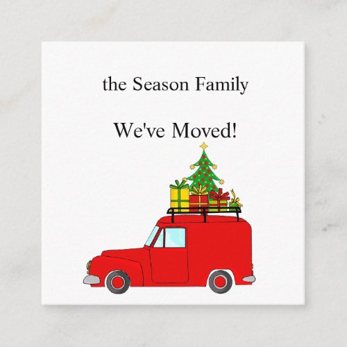 Weve Moved Car and Christmas gifts Enclosure Card