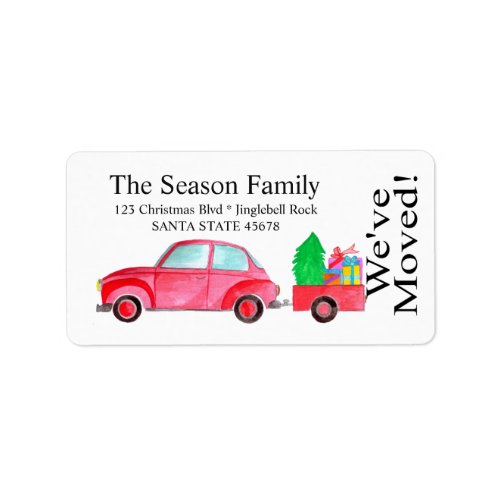 Weve Moved Car and Christmas gifts Label