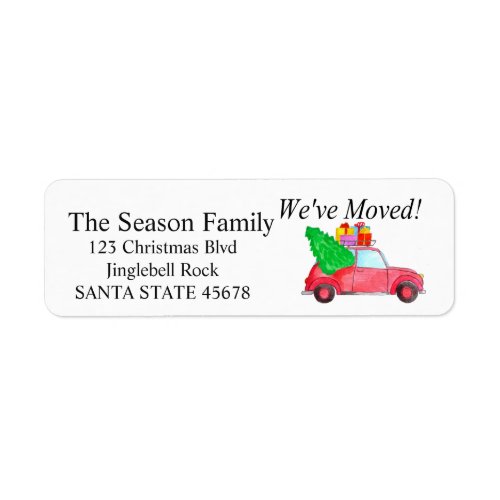 Weve Moved Car and Christmas gifts Label