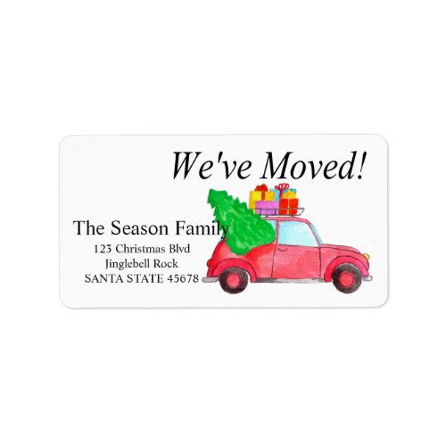 Weve Moved Car and Christmas gifts Label