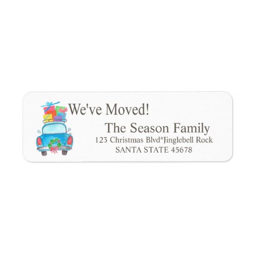 Weve Moved Car and Christmas gifts Label