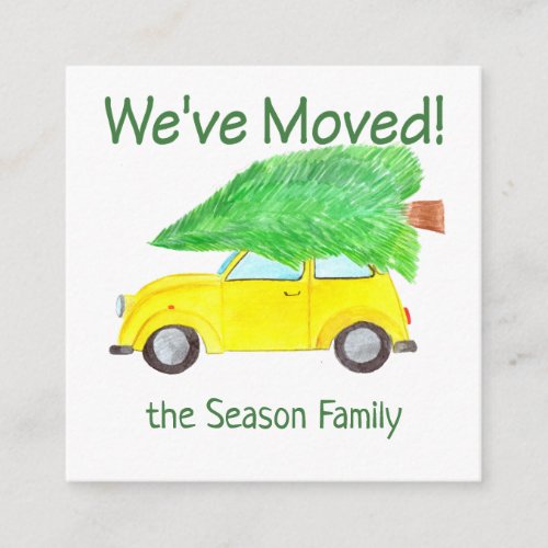 Weve Moved Car and Christmas tree Enclosure Card