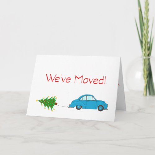 Weve Moved Car and tree Christmas Card