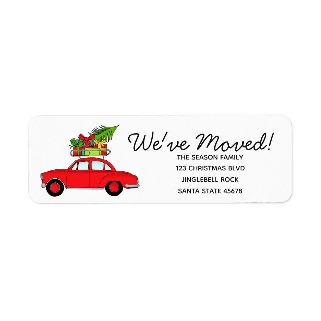 We've Moved Car  Christmas label (Front)