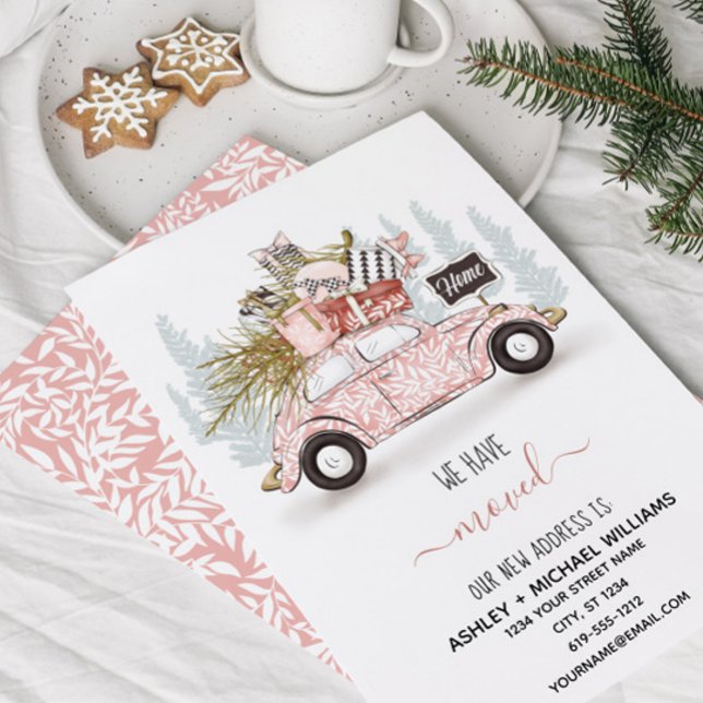 We've Moved Car Christmas Tree Watercolor Moving Holiday Card (Creator Uploaded)