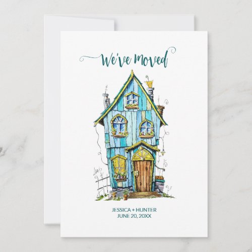 Weve moved card  crooked watercolor house
