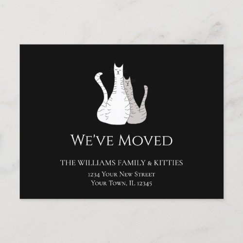 Weve Moved Cats Black White Moving Announcement Postcard