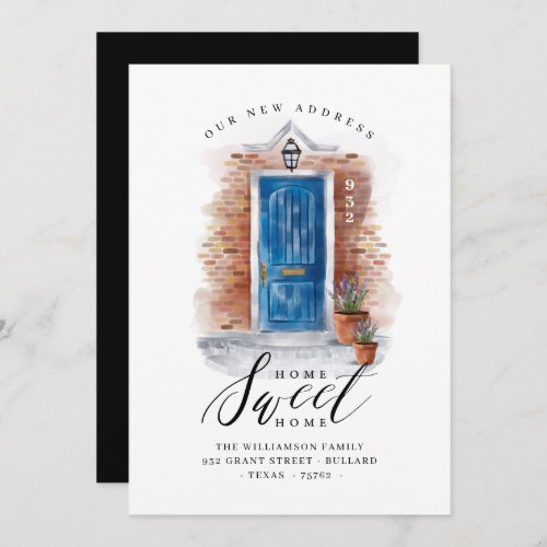 Weve Moved Cerulean Blue Watercolor Door  Brick Announcement