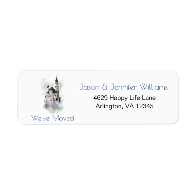 We've Moved Change of Address Castle New Home Label (Front)