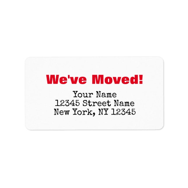 We've moved change of address labels for new home (Front)