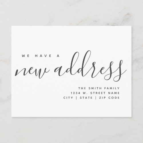 Weve Moved Change of Address Modern Calligraphy  Announcement Postcard