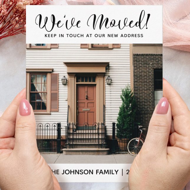 We've Moved Change of Address Moving Announcement (Add a photo of your new home and your new address to this elegant moving card.)