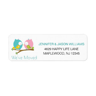We've Moved Change of Address New Home Cute Owls Label