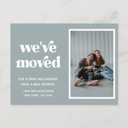 Weve Moved Change of Address Photo Dusty Blue  Po Postcard