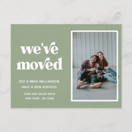 We've Moved Change of Address Photo Moving Green Postcard