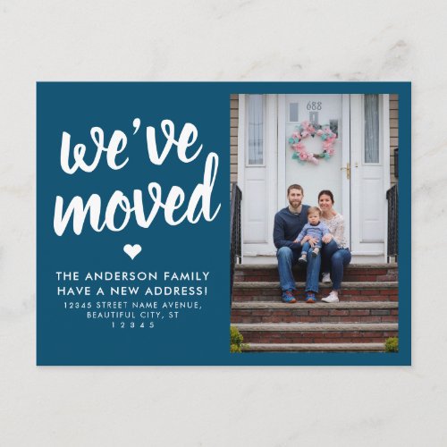 Weve Moved Change of Address Photo Moving Navy Announcement Postcard