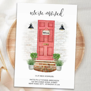 We've Moved Change of Address Watercolor Red Door Announcement