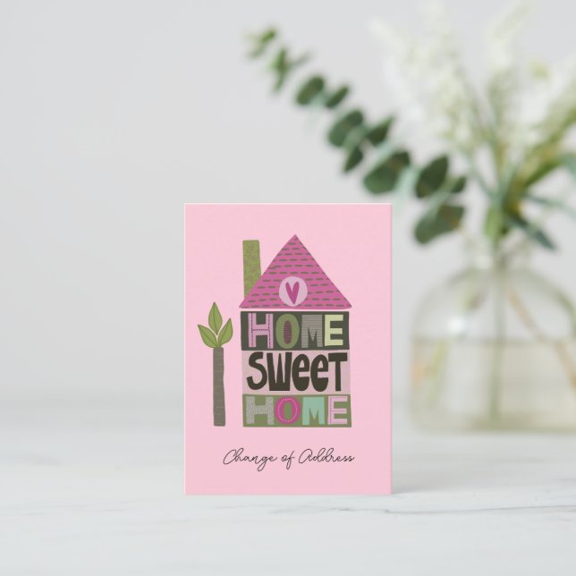 We've moved change of address whimsical lettering  enclosure card (Standing Front)