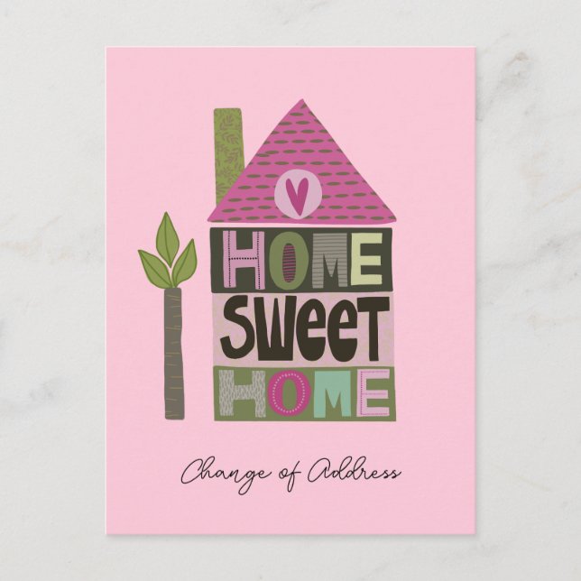 We've moved change of address whimsical lettering  postcard (Front)