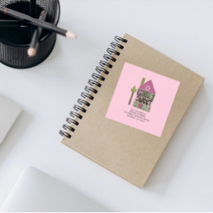 We've moved change of address whimsical lettering square sticker