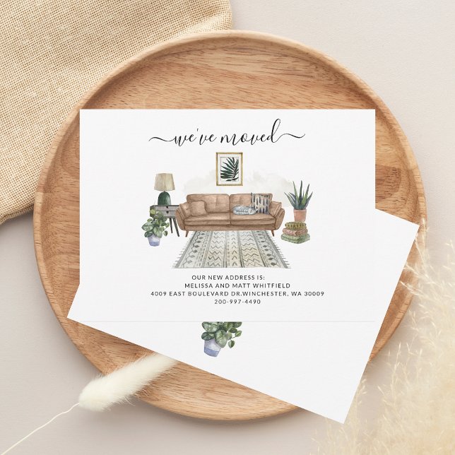 We've Moved Chic Boho Moving Announcement (We Moved Boho Living Room Moving Announcement)