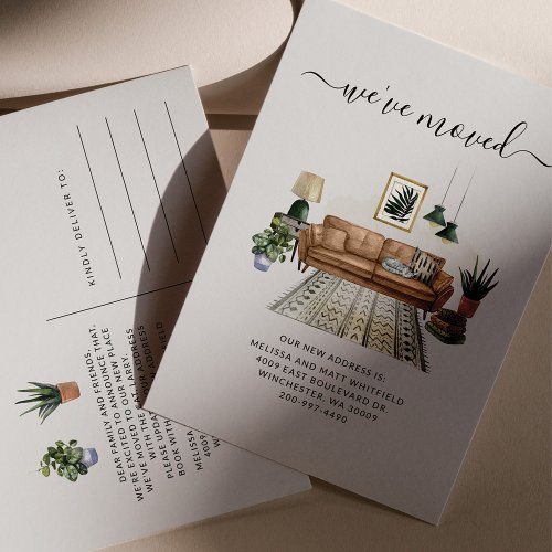 Weve Moved Chic Boho Moving Announcement Postcard