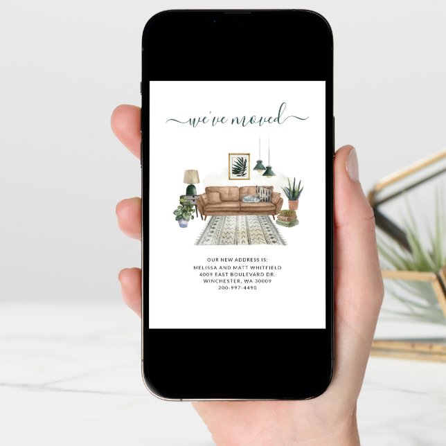 We've Moved Chic Living Room Moving Announcement (Front Digital)