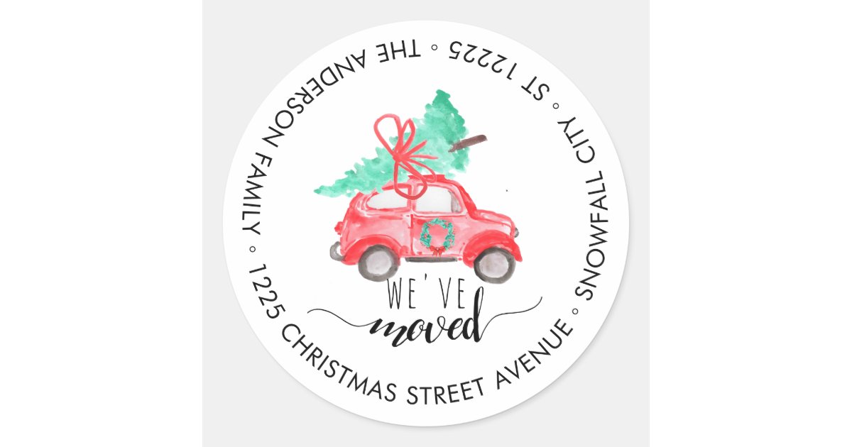 We've Moved Christmas Car Tree Holiday Address Classic ...