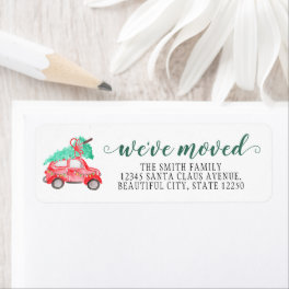 We've Moved Christmas Car Tree Holiday Moving Label