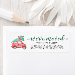 We've Moved Christmas Car Tree Holiday Moving Label