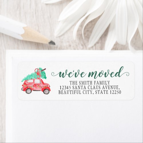 Weve Moved Christmas Car Tree Holiday Moving Label