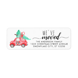We've Moved Christmas Car Tree Moving New Home Label