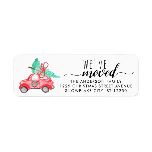 We've Moved Christmas Car Tree Moving New Home Label (Front)