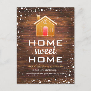 We've Moved   Christmas Gingerbread House Announcement Postcard