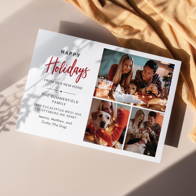We've Moved Christmas Holiday Family Photo Collage (Happy Holidays Family Photo Collage Greetings Card)