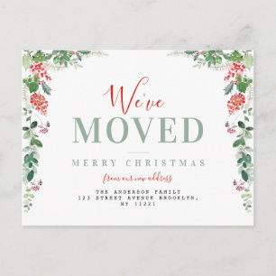 we've moved christmas holiday moving announcement postcard
