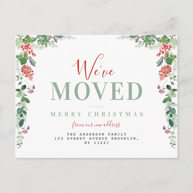 we've moved christmas holiday moving announcement  postcard (Front)