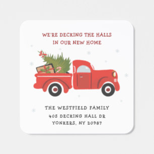 We've Moved Christmas Holiday Moving Square Sticker