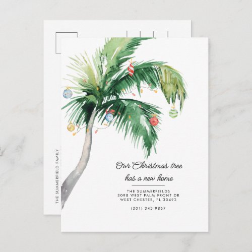 Weve Moved Christmas Holiday Palm Tree Moving Announcement Postcard